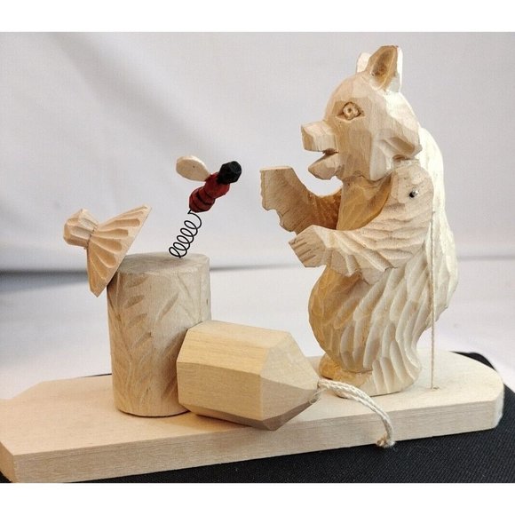 Unbranded Other Vintage Wooden Hand Made Mechanical Bear Toy Poshmark
